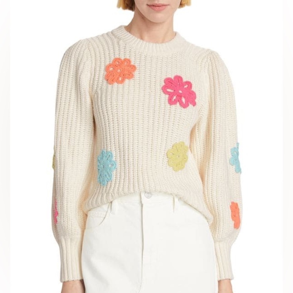 RAILS Romi Crochet Flower Sweater, size large 1607